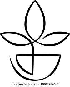 Elemento vegetal decorativo. Patrón de hojas florales. Una línea continua. Logo de las flores. El logotipo de una línea de dibujo continua aisló una ilustración mínima.