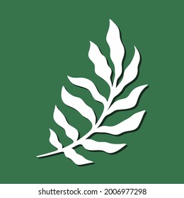 Decorative plant element. White object on a green background. The theme of nature, flowers. Template for plotter laser cutting of paper, metal engraving, wood carving, plywood. Vector illustration.