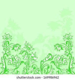 Decorative plant floral elements, summer background green