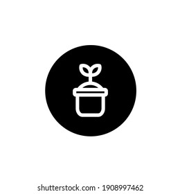 Icono decorativo de planta en negro redondo. Vector