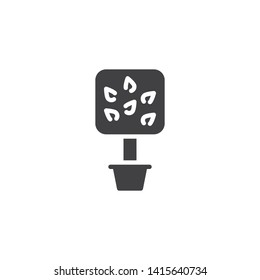 Decorative plant vector icon. Potted tree with leaves filled flat sign for mobile concept and web design. Exotic plant glyph icon. Symbol, logo illustration. Vector graphics