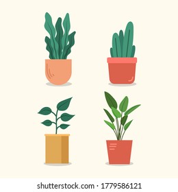 Decorative plants flat design. Vector illustration