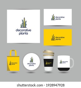 concepto de diseño del logotipo de plantas decorativas.