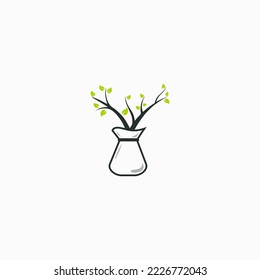 decorative plants logo design vector