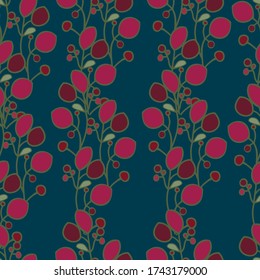 Decorative plants on background. Vector pattern ornament.