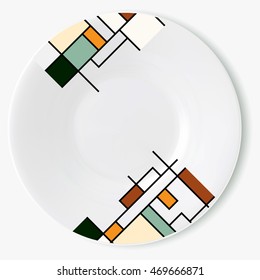 Decorative plate with abstract pattern border