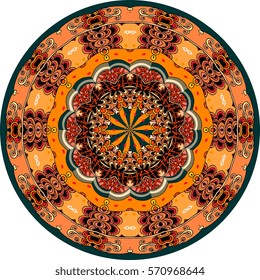 Decorative plate with beautiful mandala in mexican style.