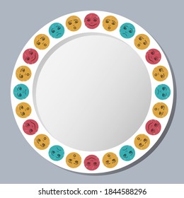 Decorative plate with childish ornament. Children's souvenir. Vector illustration EPS10