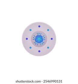 Decorative plate with a circular floral pattern flat icon. Blue white ceramic plate or dish with flower in the center, top view. Vector illustration of painted pottery isolated on white background