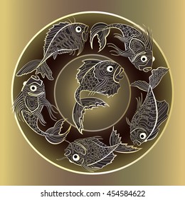 decorative plate with goldfish