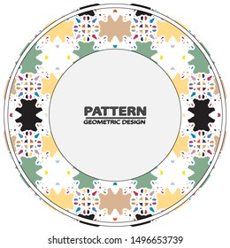 Decorative plate with patterned border,  top view. Vector illustration.