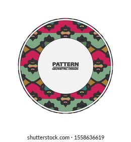 Decorative plate with patterned border, top view. Vector illustration.