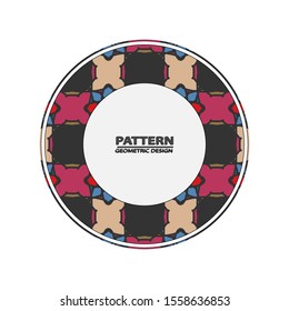 Decorative plate with patterned border, top view. Vector illustration.