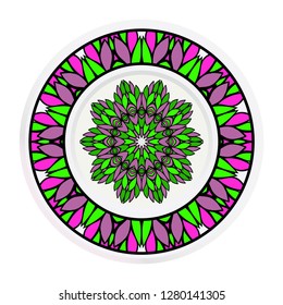 decorative plates for interior design. Color mandala ornament. Vector illustration
