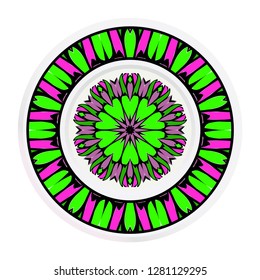 decorative plates for interior design. Color mandala ornament. Vector illustration
