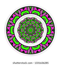 decorative plates for interior design. Color mandala ornament. Vector illustration