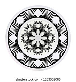 decorative plates for interior design. Empty dish, porcelain plate mock up design. Vector illustration. Decorative plates with Mandala ornament patterns. Home decor background