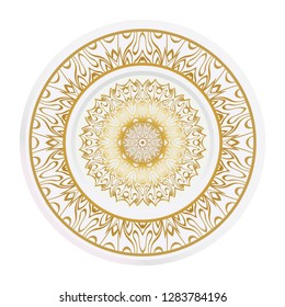Decorative plates for interior design. Empty dish, porcelain plate mock up design. Vector illustration