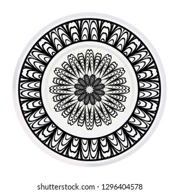 decorative plates for interior design. Empty dish, porcelain plate mock up design. Vector illustration. Decorative plates with Mandala ornament patterns. Home decor background