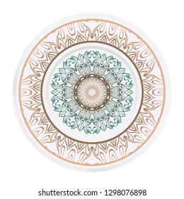 decorative plates for interior design. Empty dish, porcelain plate mock up design. Vector illustration. Decorative plates with stilish ornament patterns. Home decor background