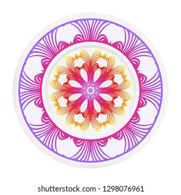 decorative plates for interior design. Empty dish, porcelain plate mock up design. Vector illustration. Decorative plates with Mandala ornament patterns. Home decor background.