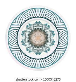 decorative plates for interior design. Empty dish, porcelain plate mock up design. Vector illustration. Decorative plates with stilish ornament patterns. Home decor background