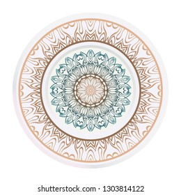 decorative plates for interior design. Empty dish, porcelain plate mock up design. Vector illustration. Decorative plates with stilish ornament patterns. Home decor background