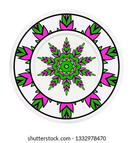 decorative plates for interior design. Empty dish, porcelain plate mock up design. Vector illustration. Decorative plates with Mandala ornament patterns. Home decor background