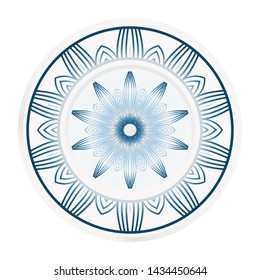 decorative plates for interior design. Empty dish, porcelain plate mock up design. Vector illustration. Decorative plates with Mandala ornament patterns. Home decor background