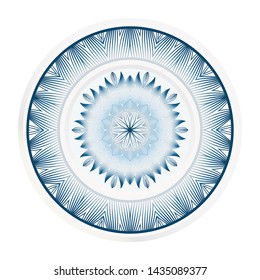 decorative plates for interior design. Empty dish, porcelain plate mock up design. Vector illustration. Decorative plates with Mandala ornament patterns. Home decor background