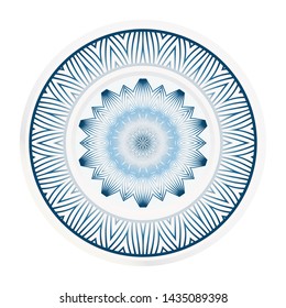 decorative plates for interior design. Empty dish, porcelain plate mock up design. Vector illustration. Decorative plates with Mandala ornament patterns. Home decor background