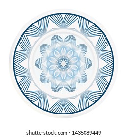 decorative plates for interior design. Empty dish, porcelain plate mock up design. Vector illustration. Decorative plates with Mandala ornament patterns. Home decor background