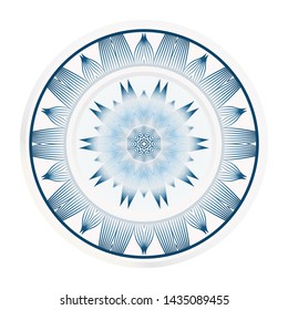 decorative plates for interior design. Empty dish, porcelain plate mock up design. Vector illustration. Decorative plates with Mandala ornament patterns. Home decor background