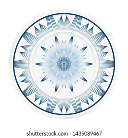 decorative plates for interior design. Empty dish, porcelain plate mock up design. Vector illustration. Decorative plates with Mandala ornament patterns. Home decor background