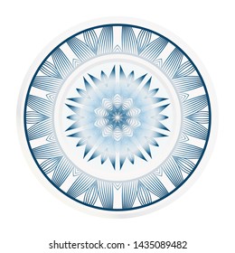 decorative plates for interior design. Empty dish, porcelain plate mock up design. Vector illustration. Decorative plates with Mandala ornament patterns. Home decor background