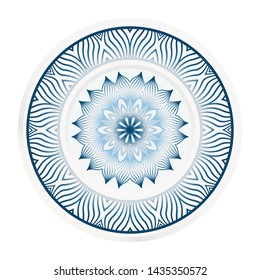 decorative plates for interior design. Empty dish, porcelain plate mock up design. Vector illustration. Decorative plates with Mandala ornament patterns. Home decor background