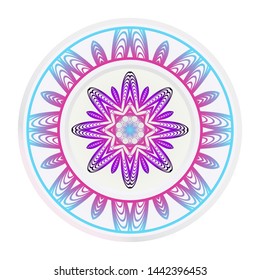 decorative plates for interior design. Empty dish, porcelain plate mock up design. Vector illustration.