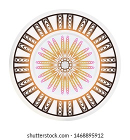 decorative plates for interior design. Empty dish, porcelain plate mock up design. Vector illustration.