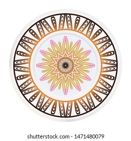 decorative plates for interior design. Empty dish, porcelain plate mock up design. Vector illustration.