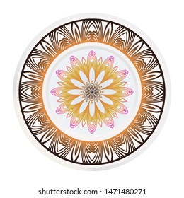 decorative plates for interior design. Empty dish, porcelain plate mock up design. Vector illustration.