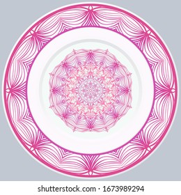 decorative plates for interior design. Empty dish, porcelain plate mock up design. Vector illustration. 