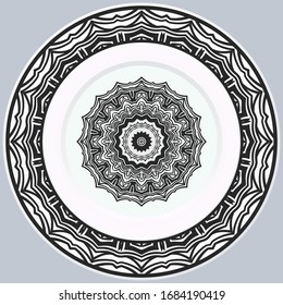 decorative plates for interior design. Empty dish, porcelain plate mock up design. Vector illustration.