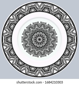 decorative plates for interior design. Empty dish, porcelain plate mock up design. Vector illustration.