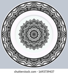 decorative plates for interior design. Empty dish, porcelain plate mock up design. Vector illustration.