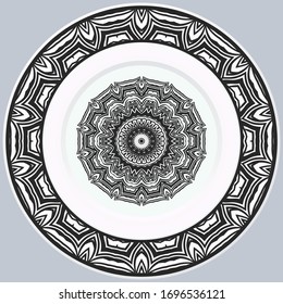 decorative plates for interior design. Empty dish, porcelain plate mock up design. Vector illustration.