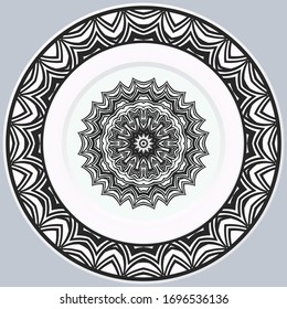 decorative plates for interior design. Empty dish, porcelain plate mock up design. Vector illustration.