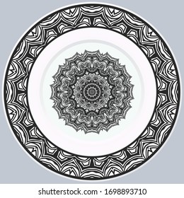 decorative plates for interior design. Empty dish, porcelain plate mock up design. Vector illustration.