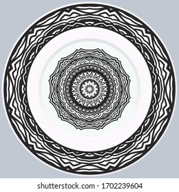 decorative plates for interior design. Empty dish, porcelain plate mock up design. Vector illustration.