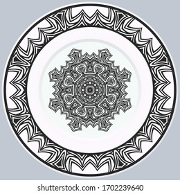 decorative plates for interior design. Empty dish, porcelain plate mock up design. Vector illustration.