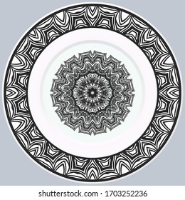 decorative plates for interior design. Empty dish, porcelain plate mock up design. Vector illustration.